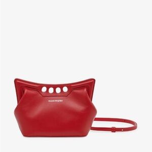 Alexander McQueen Red Sculpted Leather Crossbody with Cutout Handle